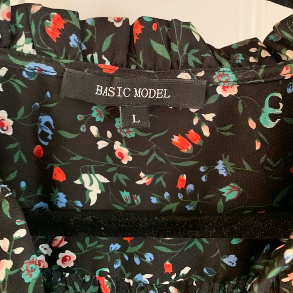 EUC Basic Model Black Floral BoHo Professional Dress Size L - Picture 5 of 10